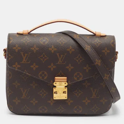 Pre-owned Louis Vuitton Pochette Metis Monogram Canvas Bag In Brown