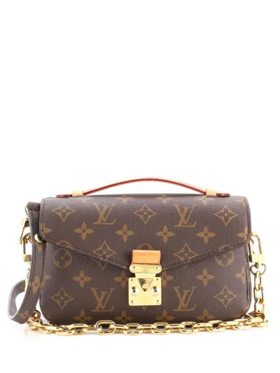 Pre-owned Louis Vuitton Pochette Metis Monogram Canvas East West Crossbody Bag In Brown