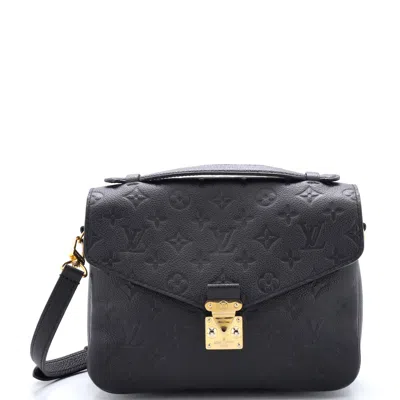 Pre-owned Louis Vuitton Pochette Metis Monogram Empreinte Leather In Black