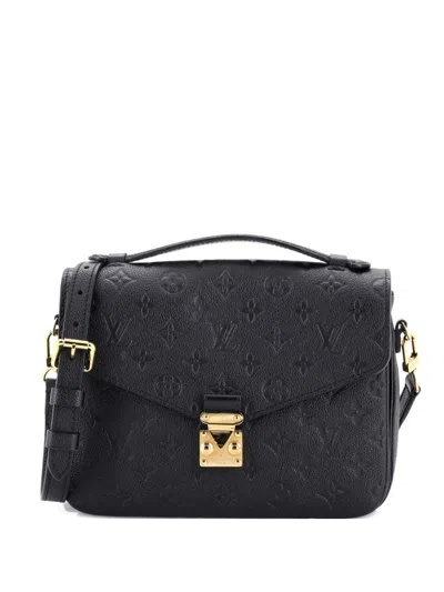 Pre-owned Louis Vuitton Pochette Metis Monogram Empreinte Leather Crossbody Bag In Black