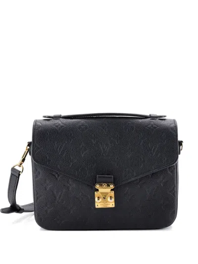 Pre-owned Louis Vuitton Pochette Metis Monogram Empreinte Leather Crossbody Bag In Black