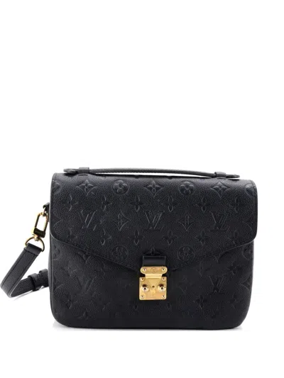 Pre-owned Louis Vuitton Pochette Metis Monogram Empreinte Leather Crossbody Bag In Black