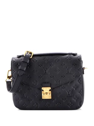 Pre-owned Louis Vuitton Pochette Metis Monogram Empreinte Leather Crossbody Bag In Black