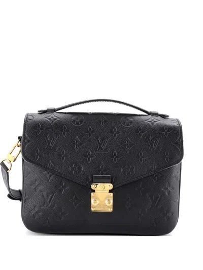 Pre-owned Louis Vuitton Pochette Metis Monogram Empreinte Leather Crossbody Bag In Black