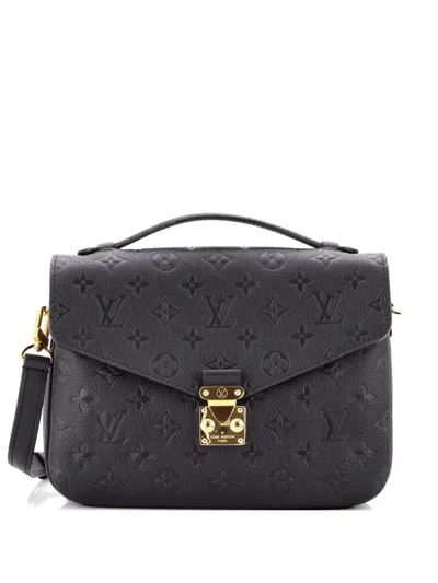 Pre-owned Louis Vuitton Pochette Metis Monogram Empreinte Leather Crossbody Bag In Black
