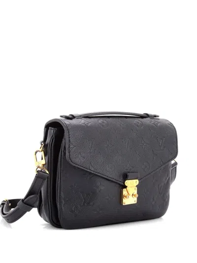 Pre-owned Louis Vuitton Pochette Metis Monogram Empreinte Leather Crossbody Bag In Black