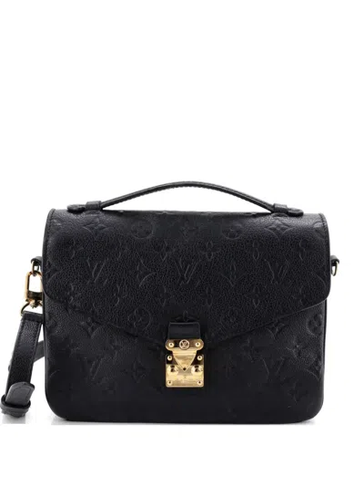 Pre-owned Louis Vuitton Pochette Metis Monogram Empreinte Leather Crossbody Bag In Black