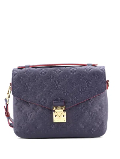 Pre-owned Louis Vuitton Pochette Metis Monogram Empreinte Leather Crossbody Bag In Blue