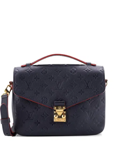 Pre-owned Louis Vuitton Pochette Metis Monogram Empreinte Leather Crossbody Bag In Blue