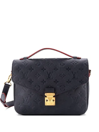 Pre-owned Louis Vuitton Pochette Metis Monogram Empreinte Leather Crossbody Bag In Blue