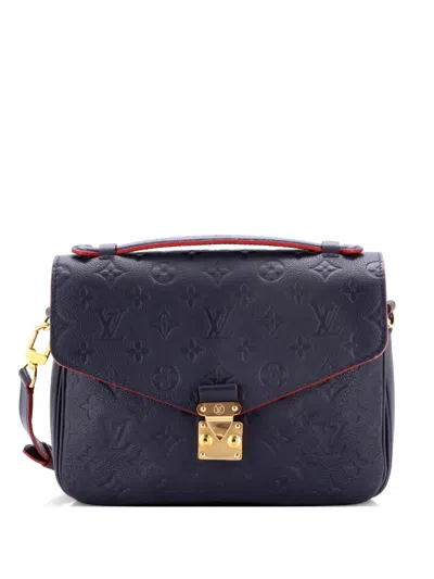 Pre-owned Louis Vuitton Pochette Metis Monogram Empreinte Leather Crossbody Bag In Blue