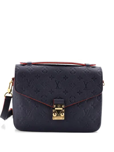Pre-owned Louis Vuitton Pochette Metis Monogram Empreinte Leather Crossbody Bag In Blue