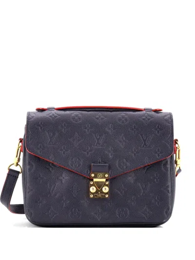 Pre-owned Louis Vuitton Pochette Metis Monogram Empreinte Leather Crossbody Bag In Blue