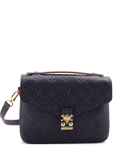 Pre-owned Louis Vuitton Pochette Metis Monogram Empreinte Leather Crossbody Bag In Blue