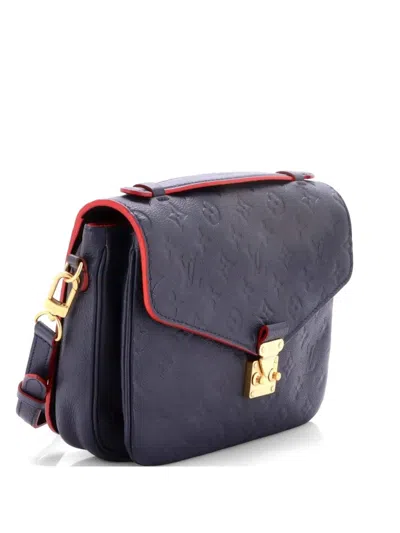 Pre-owned Louis Vuitton Pochette Metis Monogram Empreinte Leather Crossbody Bag In Blue