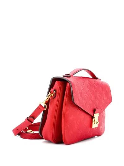 Pre-owned Louis Vuitton Pochette Metis Monogram Empreinte Leather Crossbody Bag In Red