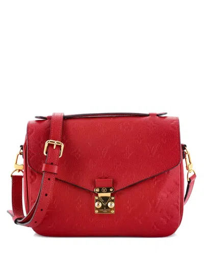 Pre-owned Louis Vuitton Pochette Metis Monogram Empreinte Leather Crossbody Bag In Red