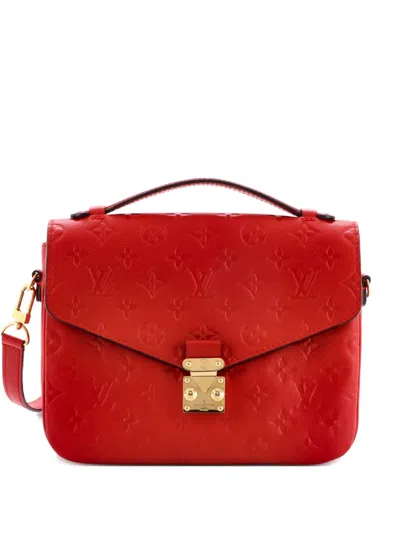 Pre-owned Louis Vuitton Pochette Metis Monogram Empreinte Leather Crossbody Bag In Red