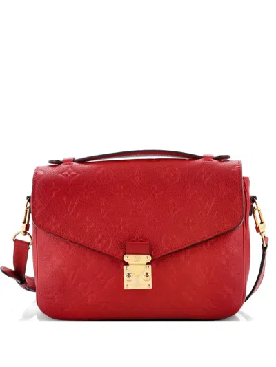 Pre-owned Louis Vuitton Pochette Metis Monogram Empreinte Leather Crossbody Bag In Red