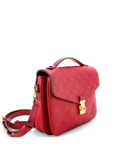 Pre-owned Louis Vuitton Pochette Metis Monogram Empreinte Leather Crossbody Bag In Red
