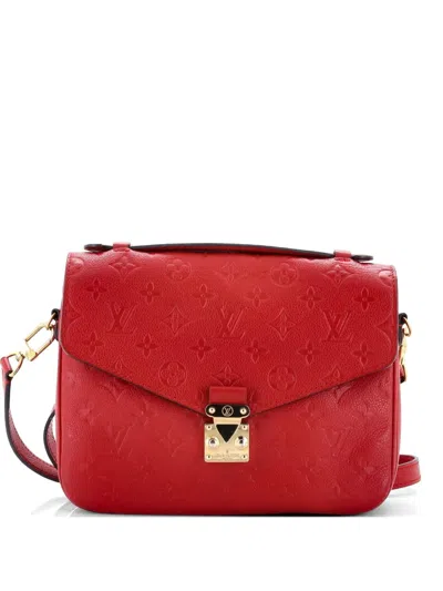 Pre-owned Louis Vuitton Pochette Metis Monogram Empreinte Leather Crossbody Bag In Red