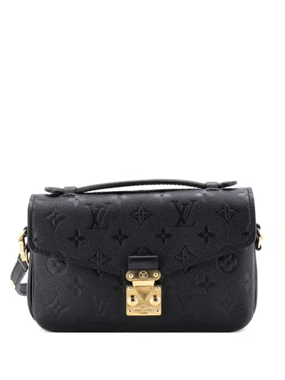 Pre-owned Louis Vuitton Pochette Metis Monogram Empreinte Leather East West Crossbody Bag In Black