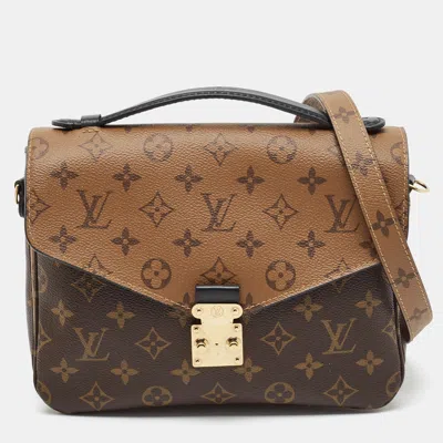 Pre-owned Louis Vuitton Pochette Metis Monogram Reverse Canvas Bag In Brown