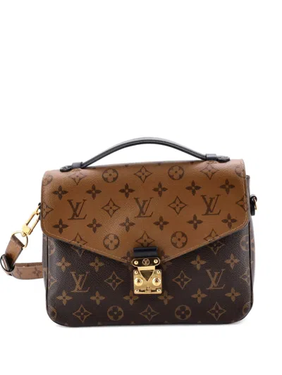 Pre-owned Louis Vuitton Pochette Metis Reverse Monogram Canvas Crossbody Bag In Brown