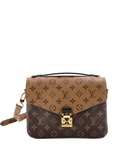 Pre-owned Louis Vuitton Pochette Metis Reverse Monogram Canvas Crossbody Bag In Brown