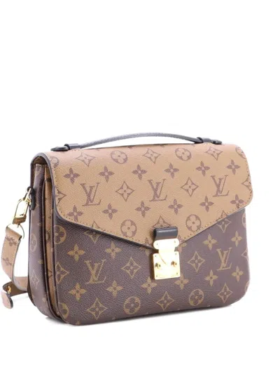 Pre-owned Louis Vuitton Pochette Metis Reverse Monogram Canvas Crossbody Bag In Brown