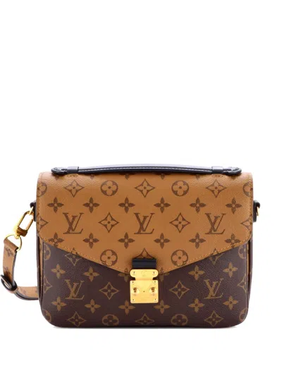 Pre-owned Louis Vuitton Pochette Metis Reverse Monogram Canvas Crossbody Bag In Brown
