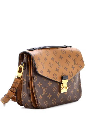 Pre-owned Louis Vuitton Pochette Metis Reverse Monogram Canvas Crossbody Bag In Brown