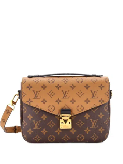 Pre-owned Louis Vuitton Pochette Metis Reverse Monogram Canvas Crossbody Bag In Brown