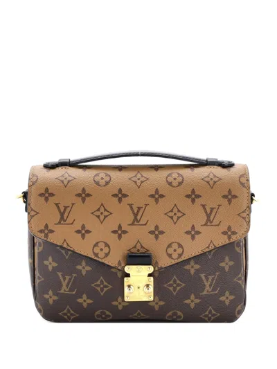 Pre-owned Louis Vuitton Pochette Metis Reverse Monogram Canvas Crossbody Bag In Brown