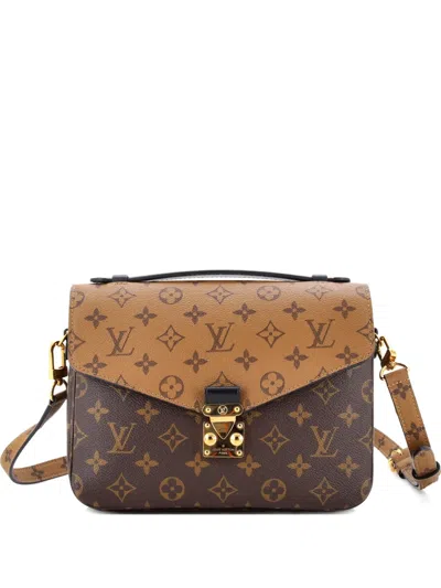 Pre-owned Louis Vuitton Pochette Metis Reverse Monogram Canvas Crossbody Bag In Brown