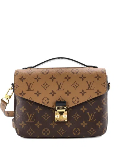 Pre-owned Louis Vuitton Pochette Metis Reverse Monogram Canvas Crossbody Bag In Brown