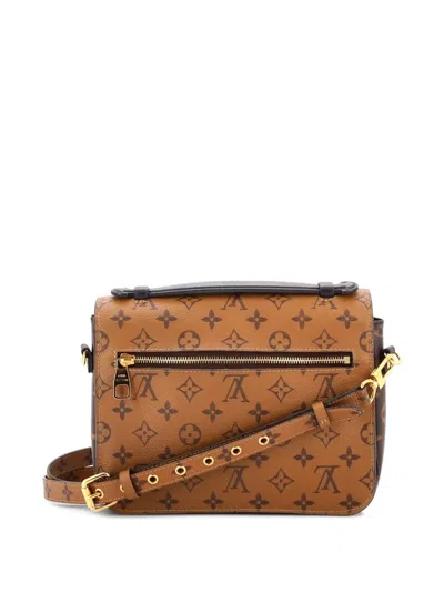 Pre-owned Louis Vuitton Pochette Metis Reverse Monogram Canvas Crossbody Bag In Brown