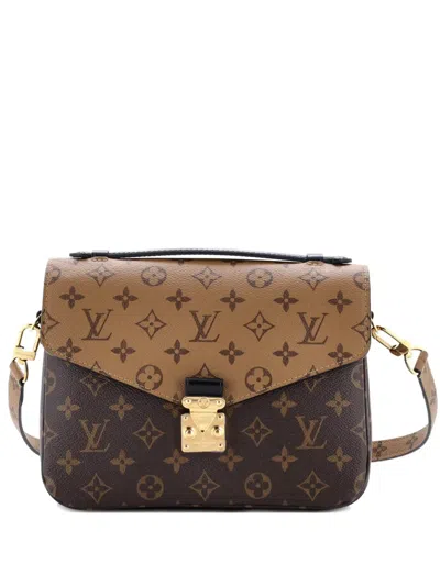 Pre-owned Louis Vuitton Pochette Metis Reverse Monogram Canvas Crossbody Bag In Brown