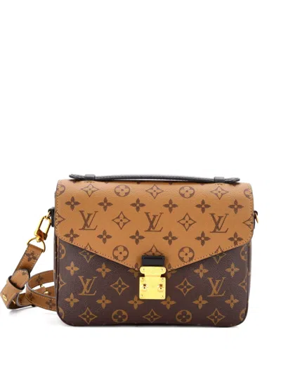 Pre-owned Louis Vuitton Pochette Metis Reverse Monogram Canvas Crossbody Bag In Brown