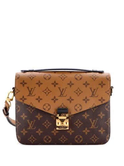 Pre-owned Louis Vuitton Pochette Metis Reverse Monogram Canvas Crossbody Bag In Brown