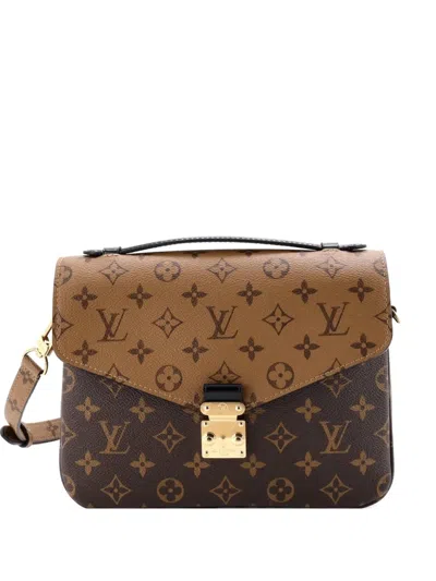 Pre-owned Louis Vuitton Pochette Metis Reverse Monogram Canvas Crossbody Bag In Brown
