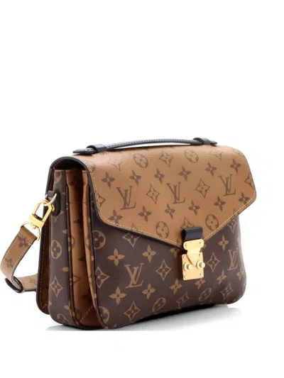 Pre-owned Louis Vuitton Pochette Metis Reverse Monogram Canvas Crossbody Bag In Brown