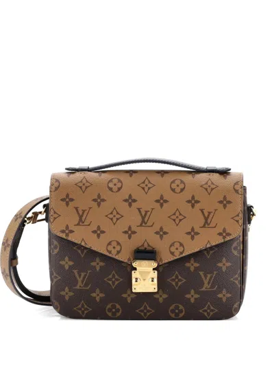 Pre-owned Louis Vuitton Pochette Metis Reverse Monogram Canvas Crossbody Bag In Brown