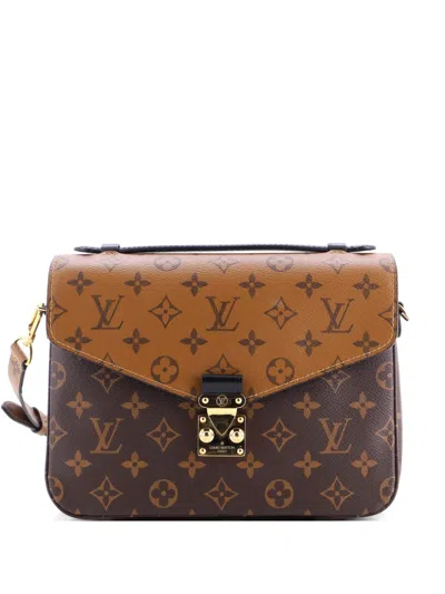 Pre-owned Louis Vuitton Pochette Metis Reverse Monogram Canvas Crossbody Bag In Brown