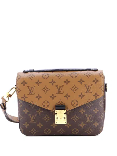 Pre-owned Louis Vuitton Pochette Metis Reverse Monogram Canvas Crossbody Bag In Brown
