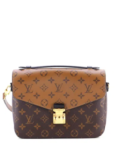 Pre-owned Louis Vuitton Pochette Metis Reverse Monogram Canvas Crossbody Bag In Brown