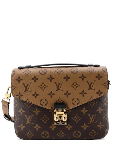 Pre-owned Louis Vuitton Pochette Metis Reverse Monogram Canvas Crossbody Bag In Brown