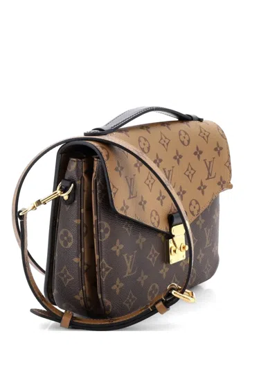 Pre-owned Louis Vuitton Pochette Metis Reverse Monogram Canvas Crossbody Bag In Brown