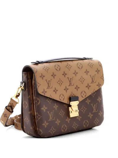 Pre-owned Louis Vuitton Pochette Metis Reverse Monogram Canvas Crossbody Bag In Brown
