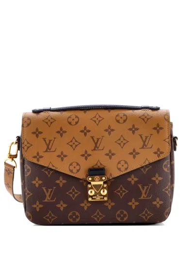 Pre-owned Louis Vuitton Pochette Metis Reverse Monogram Canvas Crossbody Bag In Brown